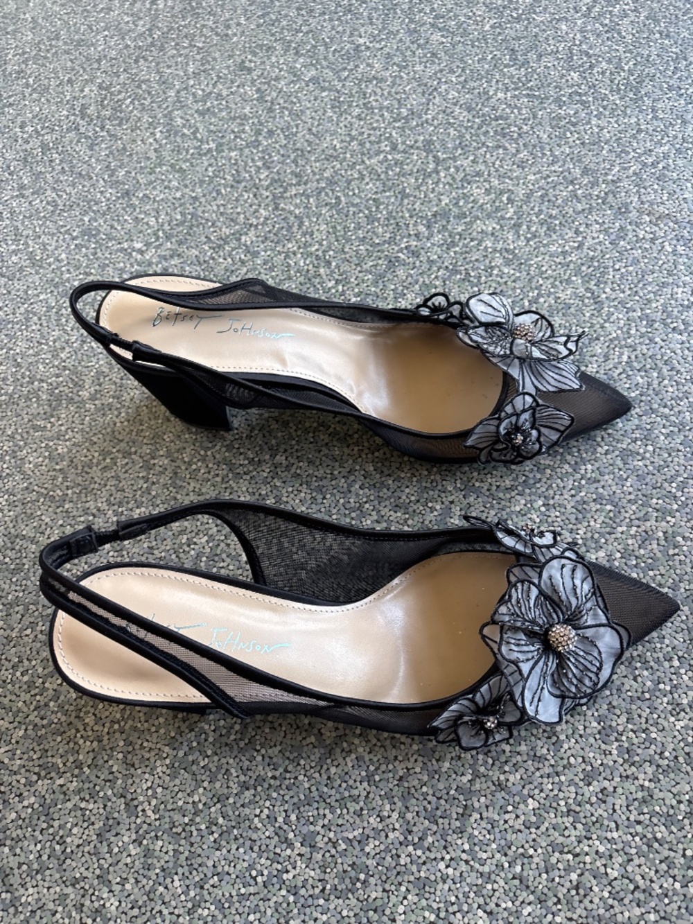 Betsy Johnson Floral Mesh Heels Size 9.5. Like New - Picture 2 of 8